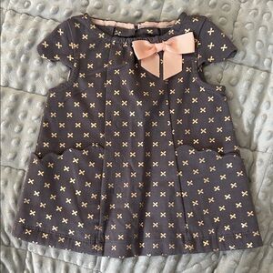 Charming Gray Dress with Pink Bow